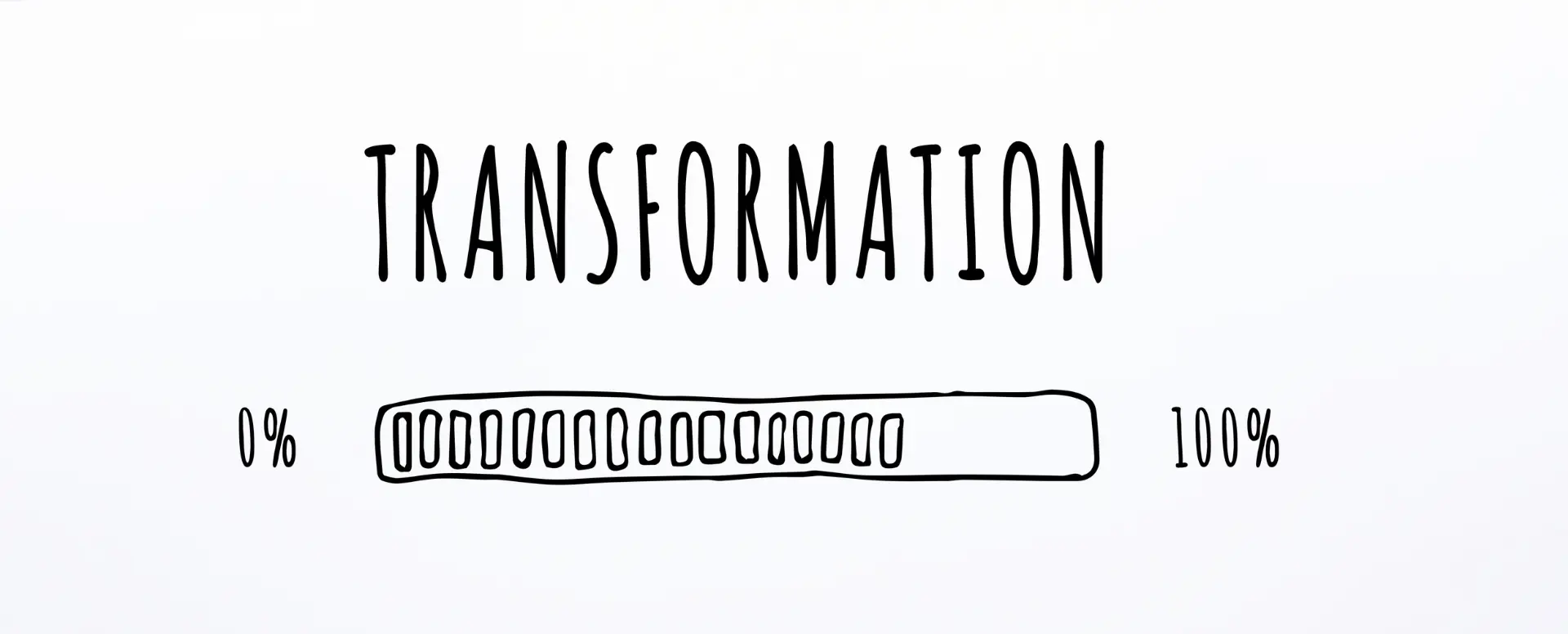 the word transformation with a progress bar underneath that is at about 80%